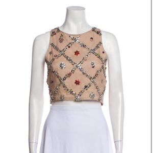Alice + Olivia Kesten Embellished Crop Top